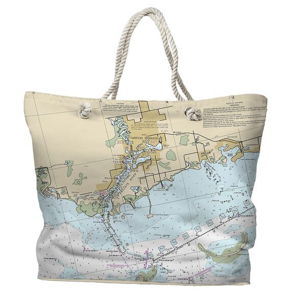 FL: Tarpon Springs FL Nautical Chart Tote Bag / Made to Order | Etsy