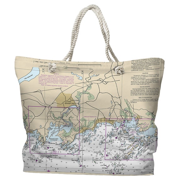 CT: Branford CT Nautical Chart Tote Bag / Made to Order | Etsy