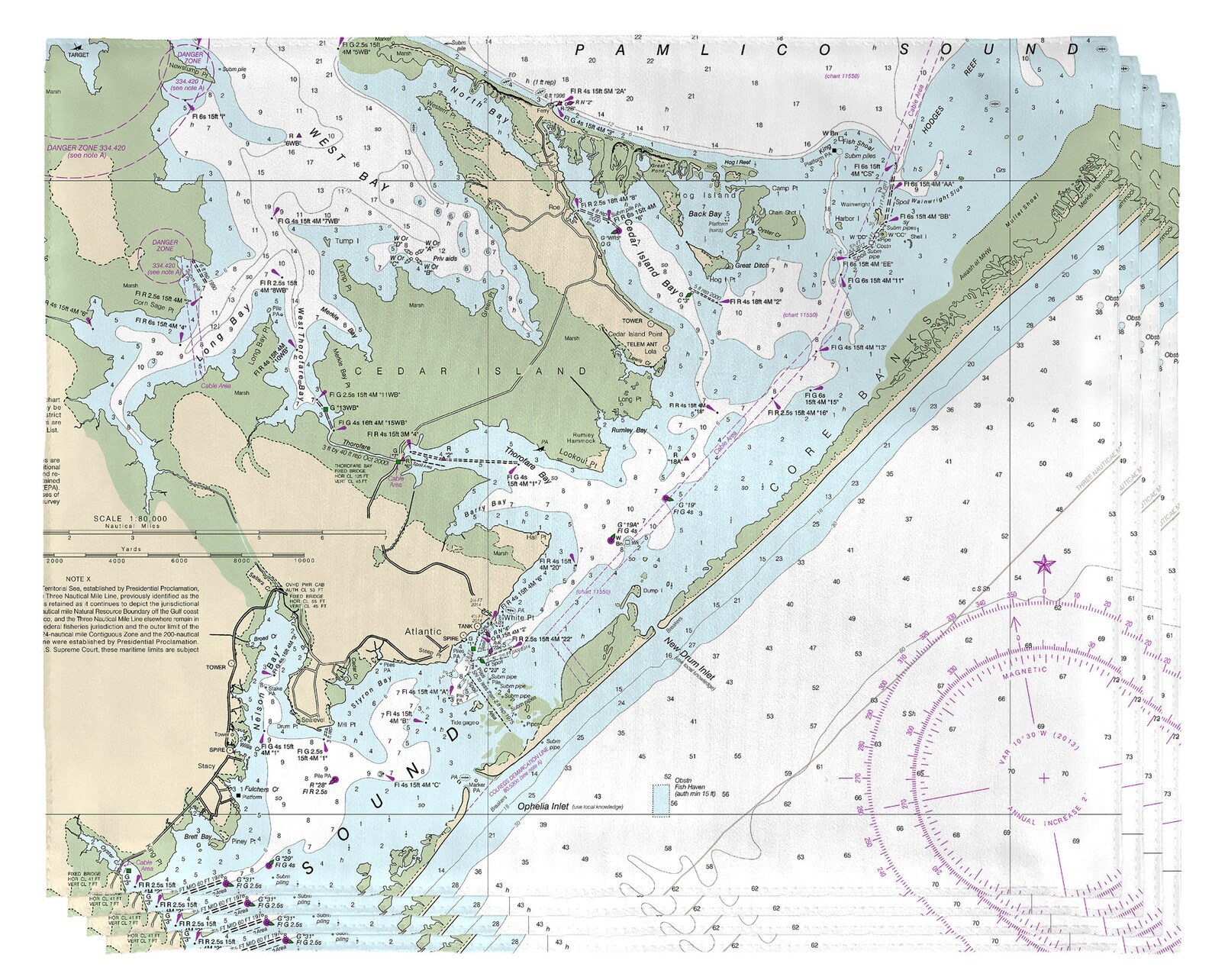 Atlantic Cedar Island Core Banks NC Nautical Chart Placemat Etsy