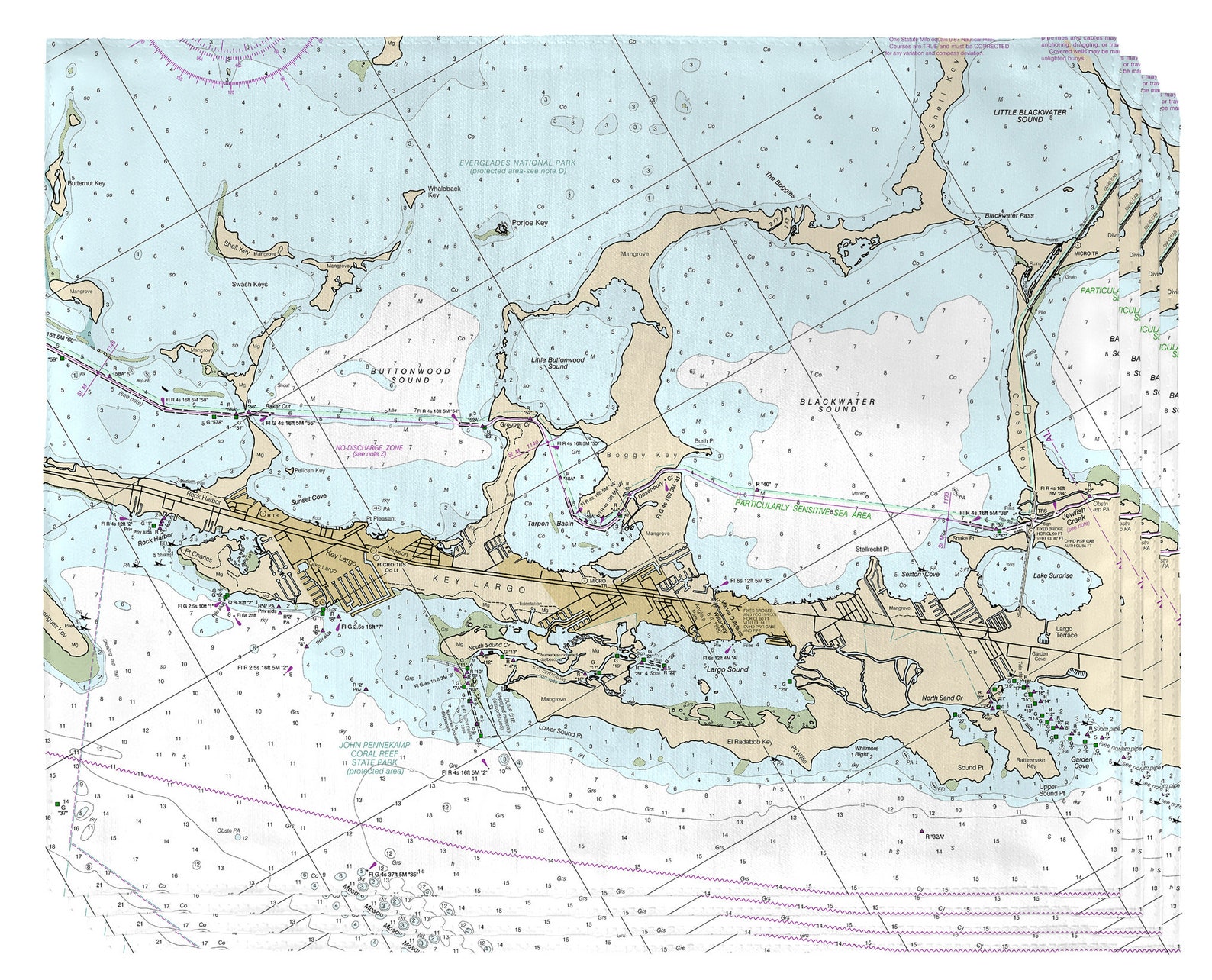 Key Largo FL Nautical Chart Placemat Set of 4 / Made to Etsy
