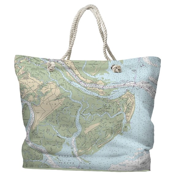 GA: Tybee Island GA Nautical Chart Tote Bag / Made to Order | Etsy