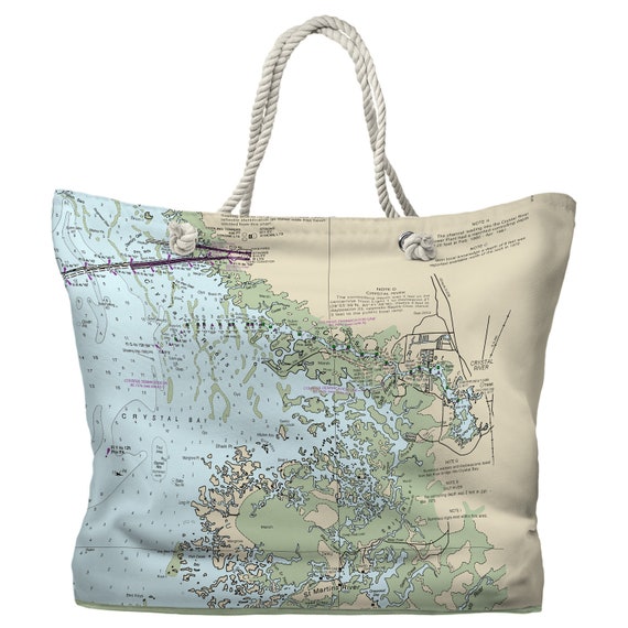 FL: Crystal River FL Nautical Chart Tote Bag / Made to Order | Etsy