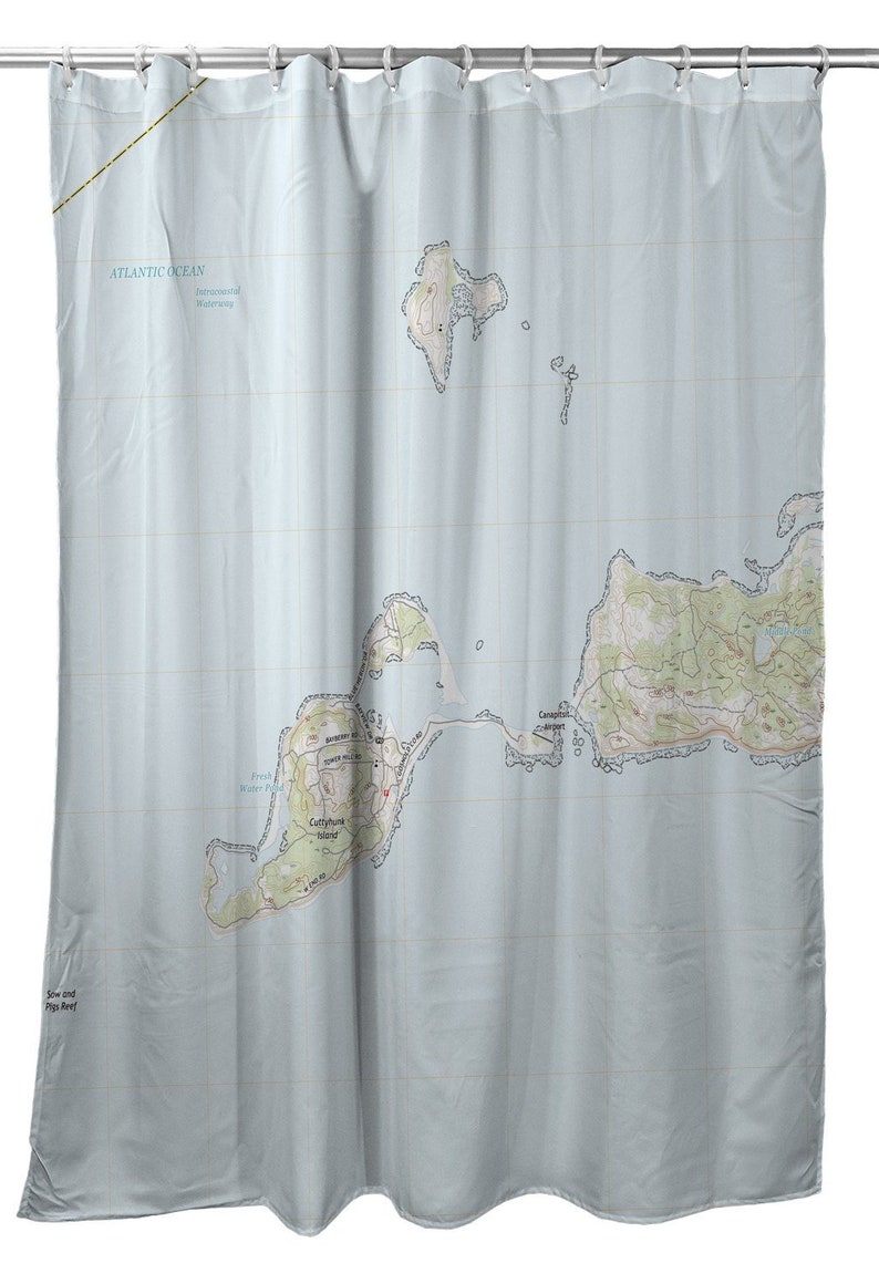 Cuttyhunk MA Nautical Chart Shower Curtain / Made to Order Etsy