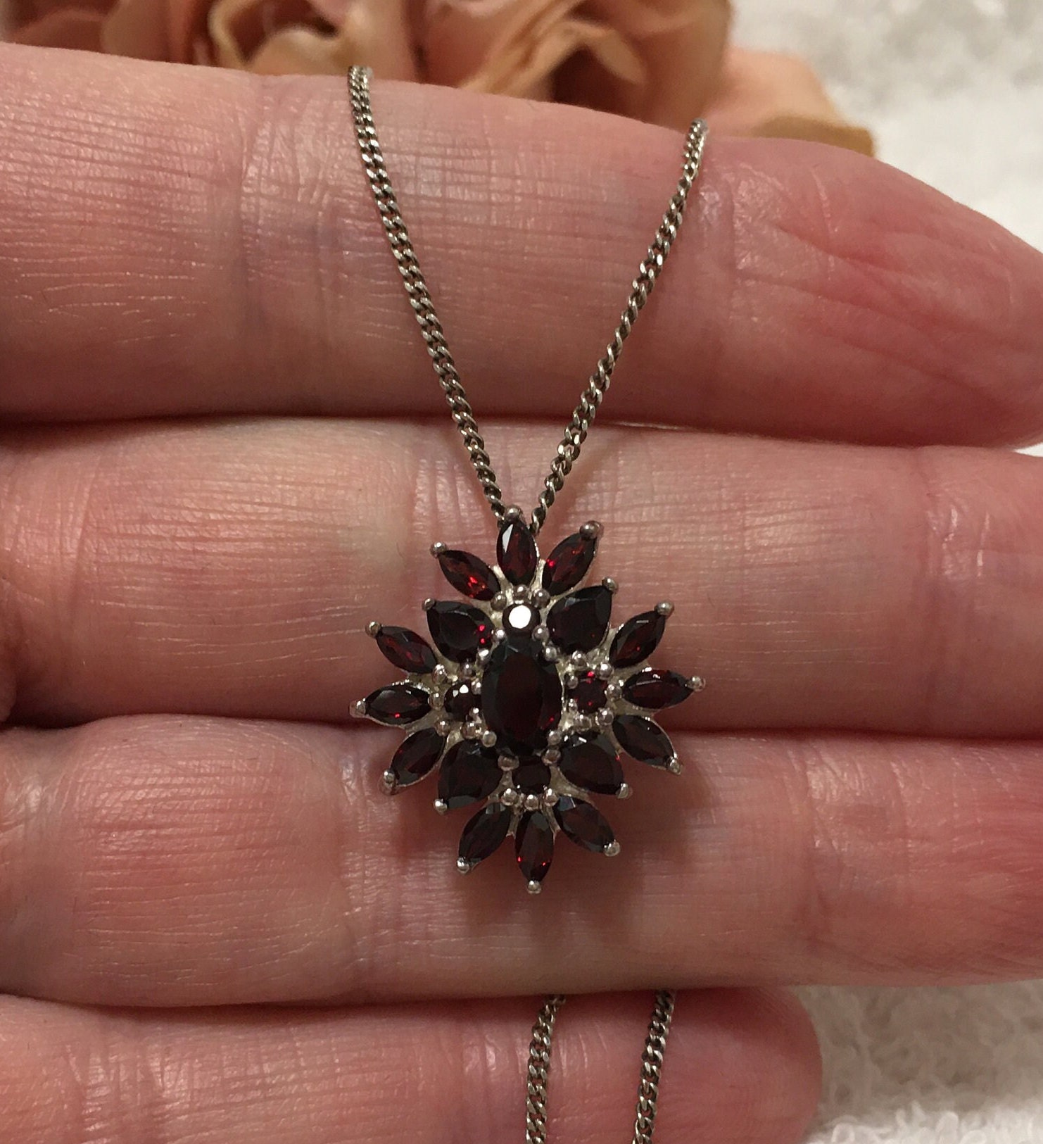 Garnet necklace deals etsy