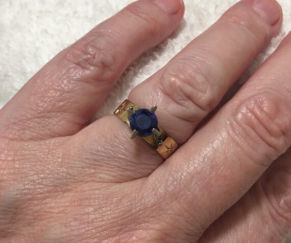 Superb Vintage 1970's 9ct Gold-SAPPHIRE CZ & DIAM… - image 8