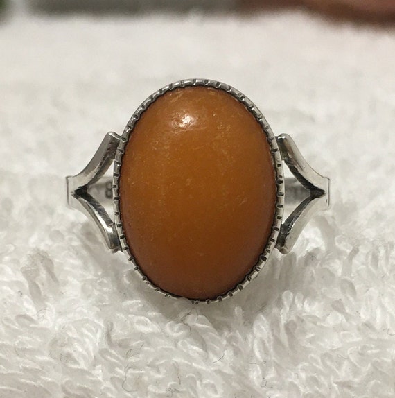 Wonderful Vintage Solid 830 Silver and Butterscot… - image 1