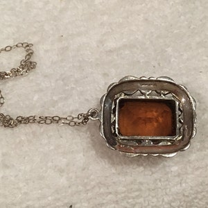 Wonderful Vintage STERLING SILVER and AMBER Glass Stone Pendant-Comes on a lovely 46cm 18 Inch Sterling Silver Chain image 5