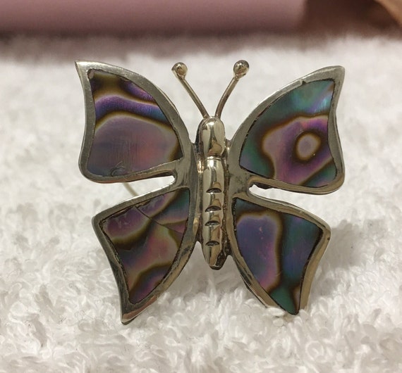 Exquisite Vintage Sterling Silver & ABALONE Shell… - image 1