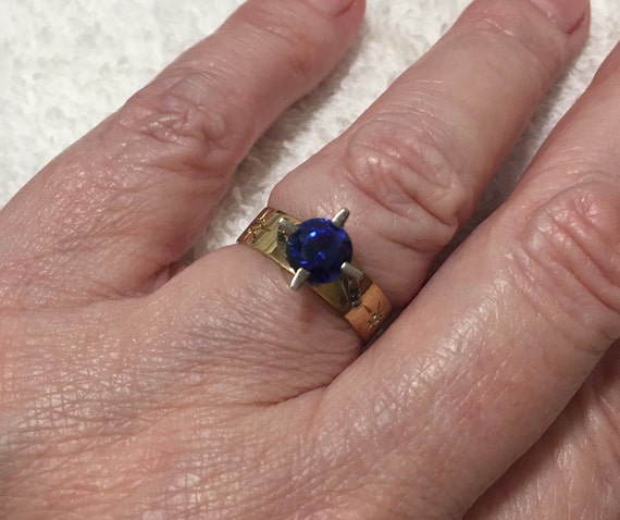 Superb Vintage 1970's 9ct Gold-SAPPHIRE CZ & DIAM… - image 2