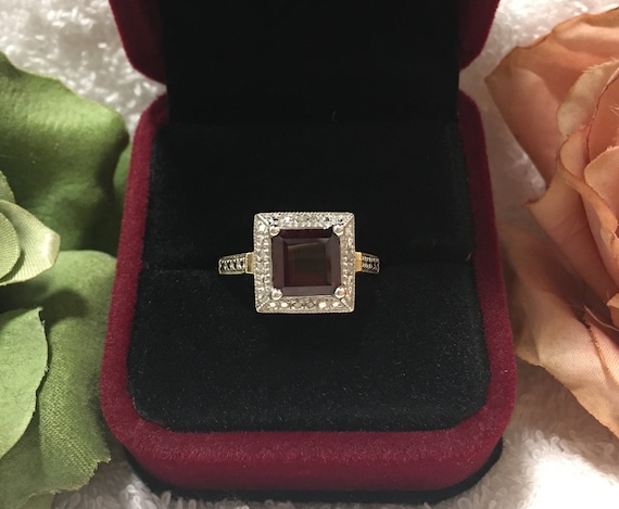 Superb ENGLISH Vintage 9ct Gold & GARNET Retro De… - image 6