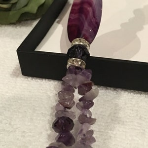 Truly Spectacular Double Strung FLAPPER Length AMETHYST Necklace-Genuine AMETHYST Paired with Amethyst Crystal Beads and Diamante's image 4