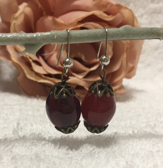 Argento Sterling E Ambra Orecchini Pendenti Moderni Stile