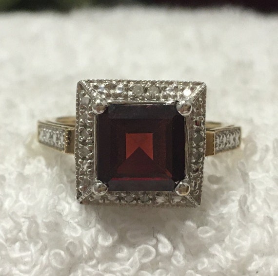 Superb ENGLISH Vintage 9ct Gold & GARNET Retro De… - image 4