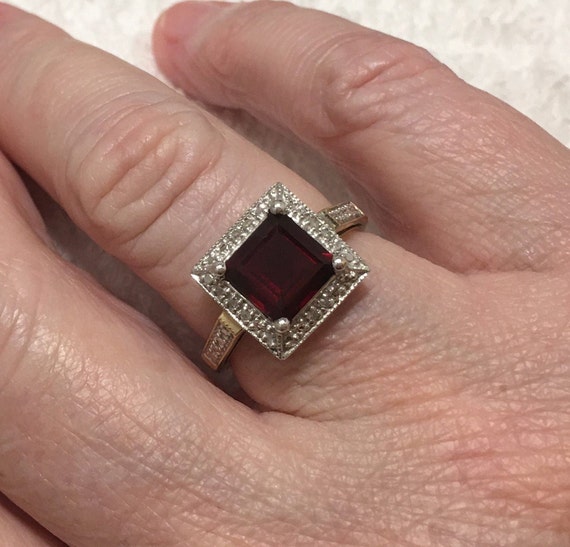 Superb ENGLISH Vintage 9ct Gold & GARNET Retro De… - image 2