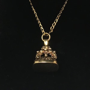 Gorgeous English Vintage Victorian Style 9ct GOLD-ALBERT Watch Chain FOB-Seal-Birmingham 1978-On 55cm (21 & 5/8") 9ct Gold Curb Chain