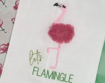 Let’s Flamingle! Fluffy Flamingo Guest Towel | Bar Cart | Hostess Gift | Flamingos | Housewarming Gift | Florida