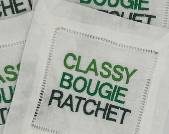 Classy Bougie Ratchet Linen Cocktail Napkins