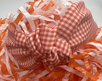 Women’s Orange and White Check Turban Headband
