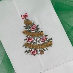 Fluffy Tinsel Christmas Tree Guest Towel | Christmas | Hostess Gift | Bar Cart | Housewarming Gift