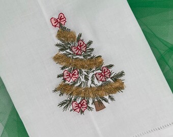 Fluffy Tinsel Christmas Tree Guest Towel | Christmas | Hostess Gift | Bar Cart | Housewarming Gift