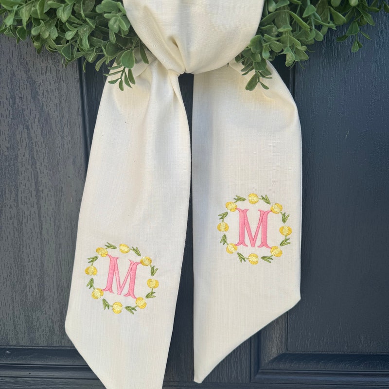 Tulip print signature wreath sash