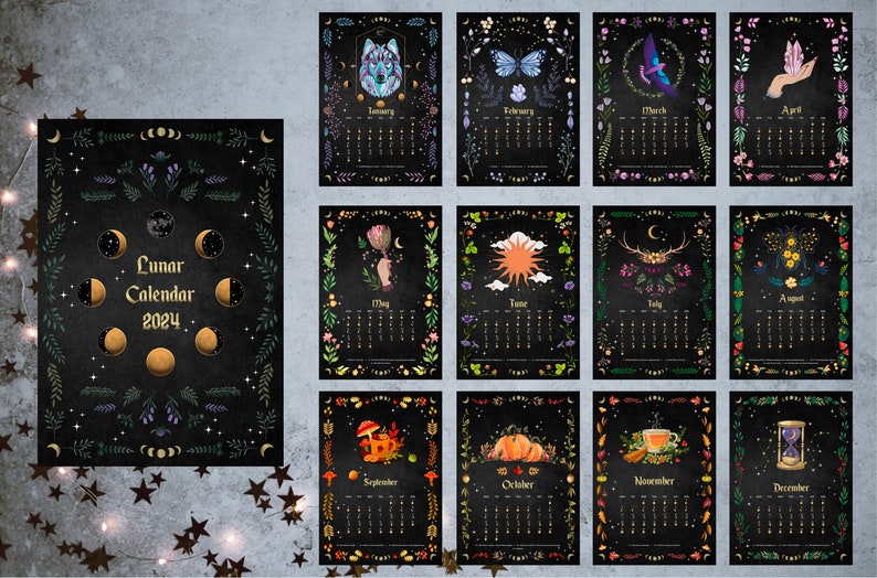 Printable Lunar Calendar 2024 Moon Phases Astrology Zodiac Calendar