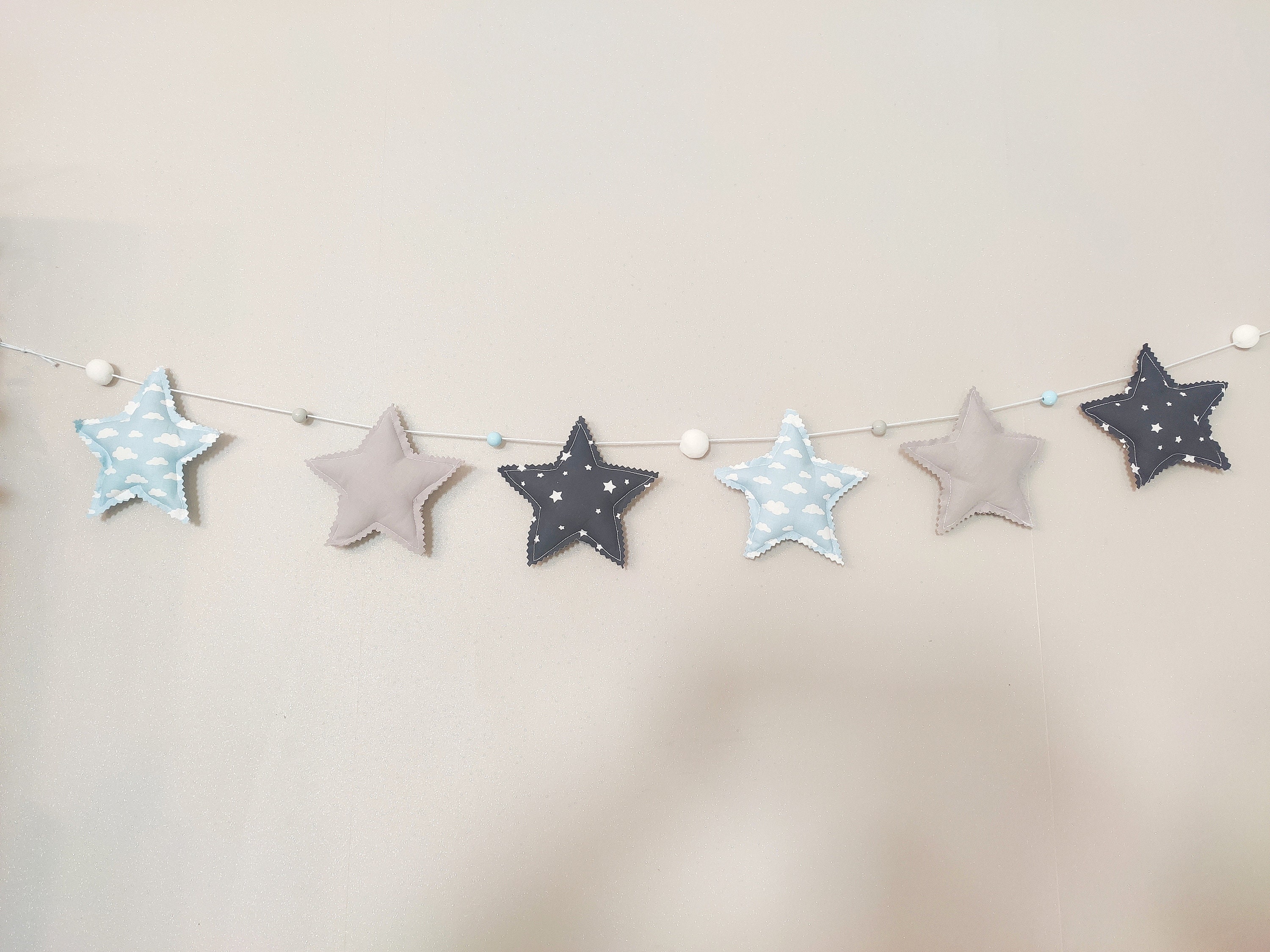 Guirlande d'étoiles Tons Bleus et Gris