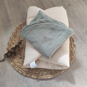 Almofada Montessori para bebê – Suporte para dormir confortável e escalável Algodão orgânico ou fibra de enchimento + capa de gaze dupla verde sálvia