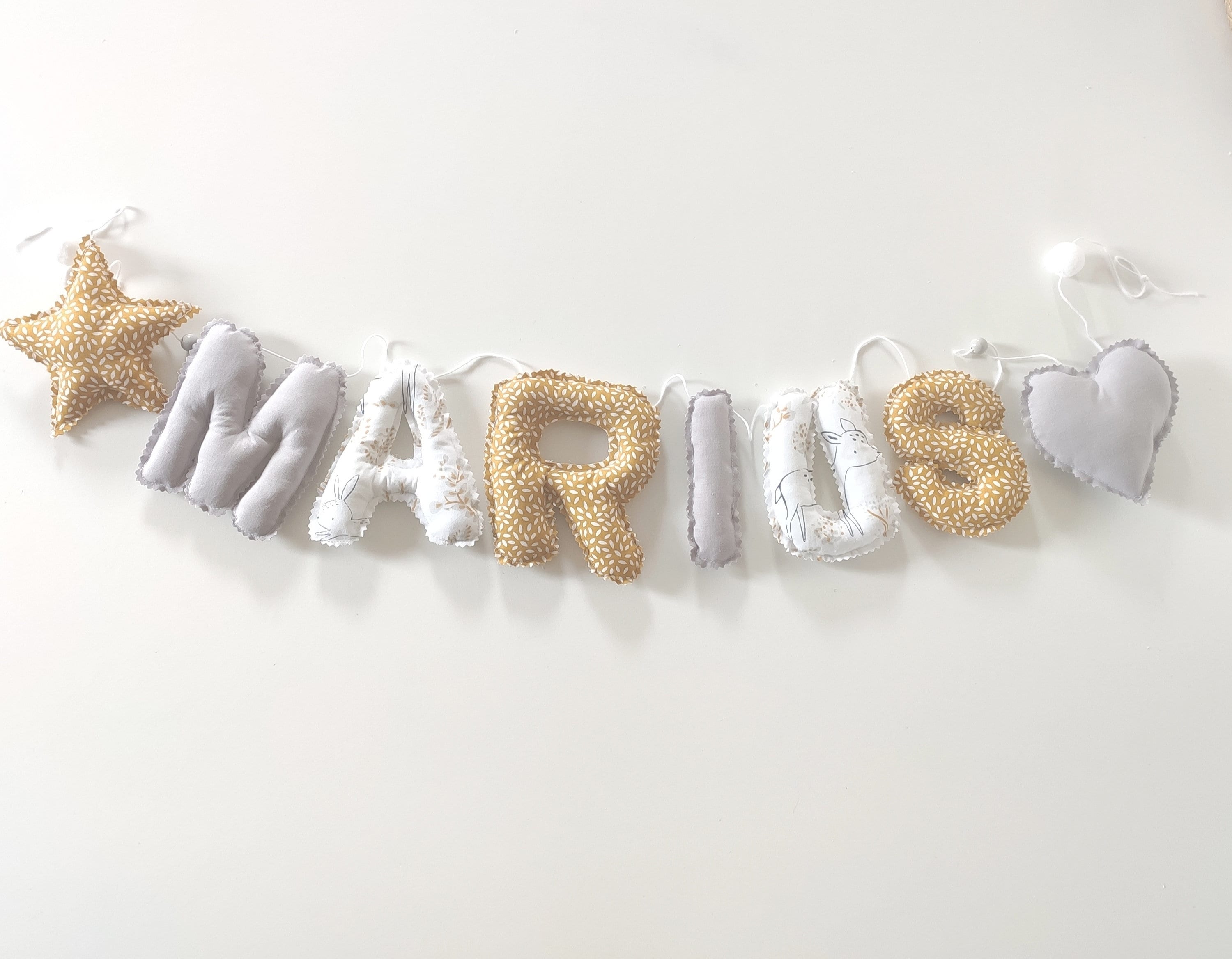 Guirlande Lettres Prénom Bébé et Enfant à Personnaliser Décoration Chambre Cadeau Naissance Baptême