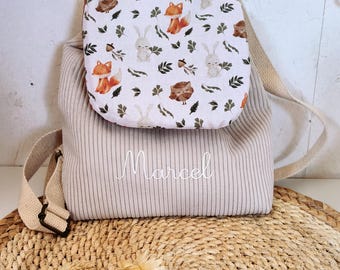 Sac à dos maternelle et crèche enfant personnalisé réglable ,velours côtelé