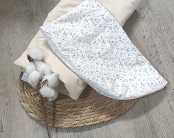 Topponcino Montessori et sa housse coton biologique motifs fleuris bleu