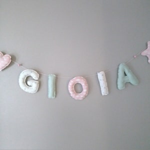 Garland personalized first name color water green and pink, subject to choice image 1