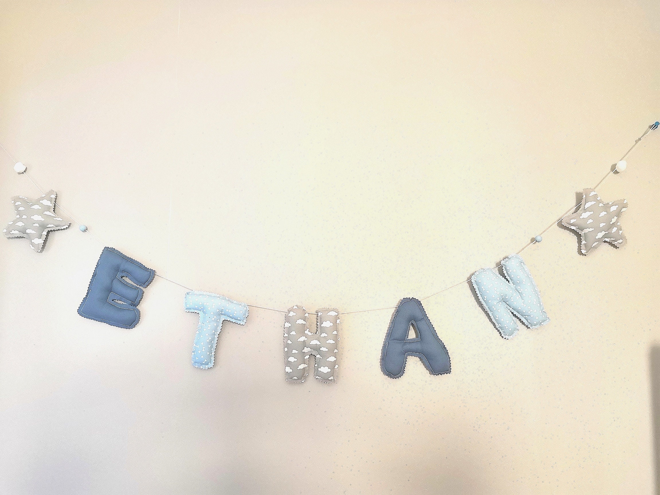 Guirlande Prénom Enfant Lettres en Tissu Décoration Chambre de Bébé