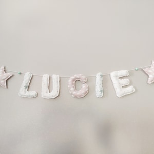 letras de guirnalda nombre bebé y niño para personalizar colores pastel rosa y verde agua decoración de la habitación del bebé regalo de bautismo de nacimiento