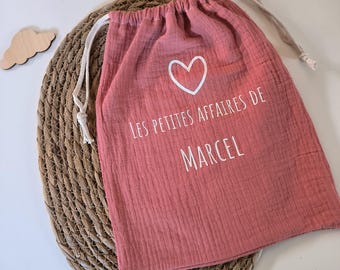 Bolsa con nombre personalizada, bolsa para guardería, bolsa para niñera, bolsa pequeña para ropa de repuesto, regalo, elección de colores y diseño.