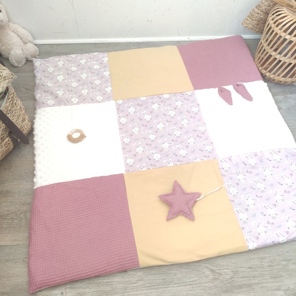 Vanilla/lilac removable baby activity and motor skills mat