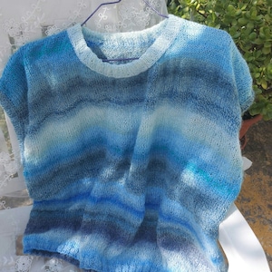 Knitted vest. Wool vest. Mohair vest. Blue vest. Plus size vest. Plus size clothing. Striped vest.