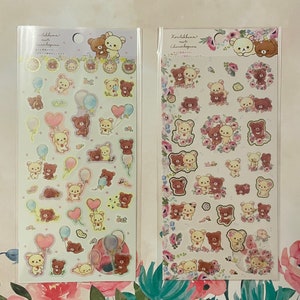 San-x Rilakkuma Sticker Sheet: Chairoikoguma & Korilakkuma Dreamy Fun