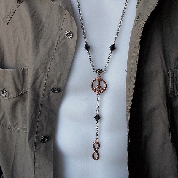 Collier en acier peace et infini