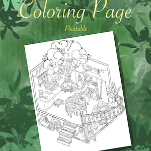 Habitación Maldita de las Brujas - Página para colorear para adultos - Descarga instantánea - Página para colorear de bolsillo - PNG - PDF