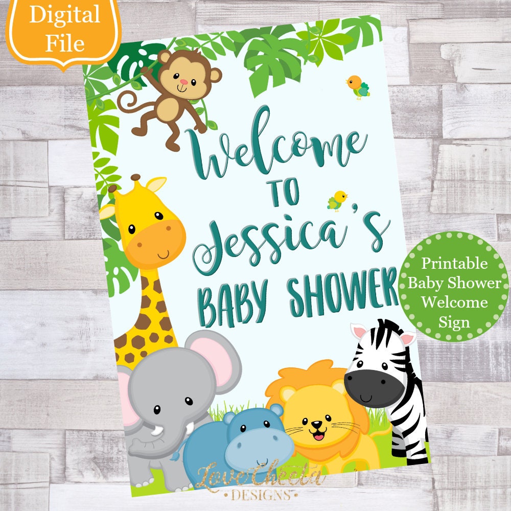 Safari Baby Shower Sign Printable Boy Baby Shower Etsy