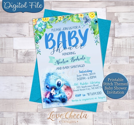 Stitch Baby Shower Invitations Lilo and 