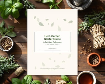 Herb Garden Guide PDF | Pet Safe Herb Reference | Culinary Herbs | Tea Wellness | Botanical Gift