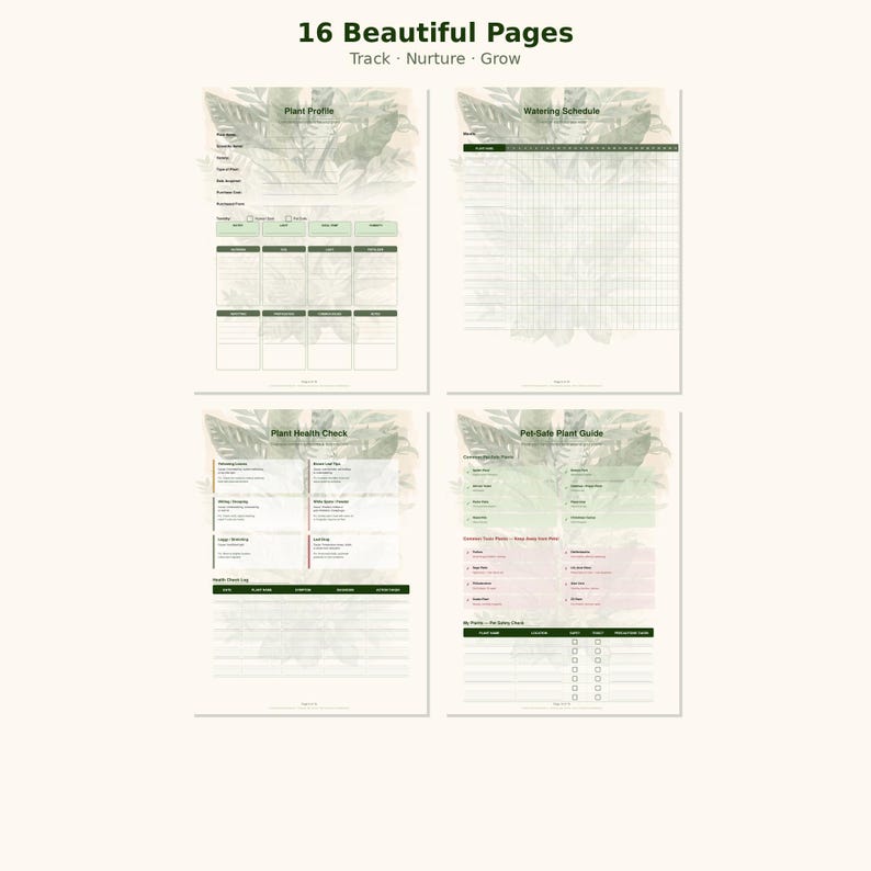 Houseplant Journal Printable PDF | Care Planner Tracker | Pet Safe Guide | Botanical Gift image 2