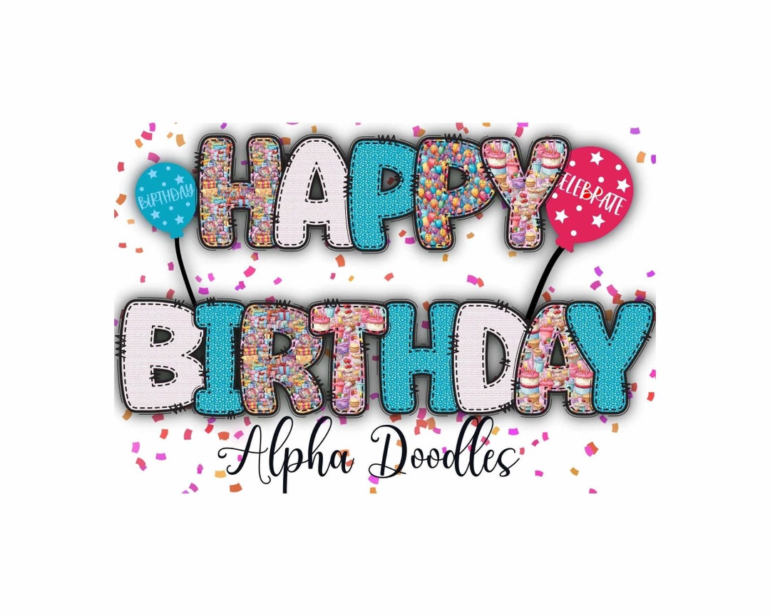 Happy Birthday Alphabet Doodles, Celebrate Day PNG, Balloons Letters