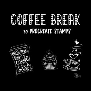 30 pędzli Coffee Procreate do, sztuki cyfrowej, tworzenia kartek, scrapbookingu