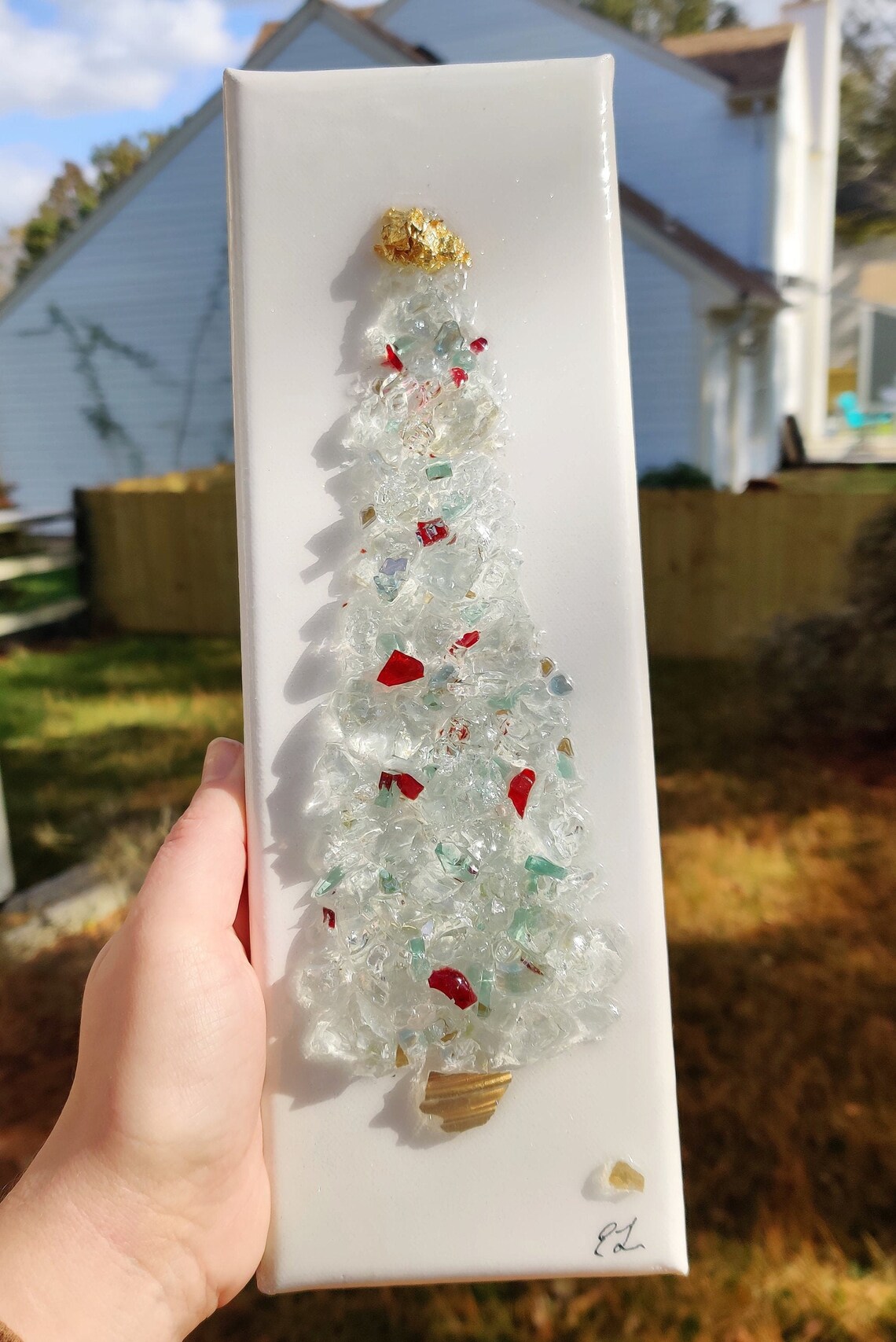 Recycled Glass Christmas Tree Art Etsy