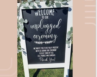 Wedding Chalkboard Unplugged Wedding, Easel, Stand, No pictures, Rustic, Personalized, Custom, 3x2 ft