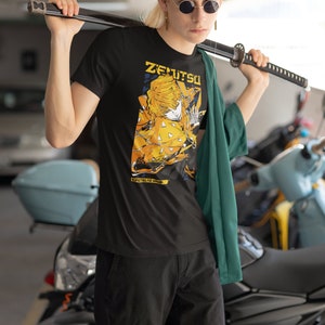 Zenitsu Tee, Anime Tee, Demon Anime T-shirt, Dynamic Anime Shirt for Fans, Trendy Anime Design Tee, Gift For Anime Fans, Otaku Gift