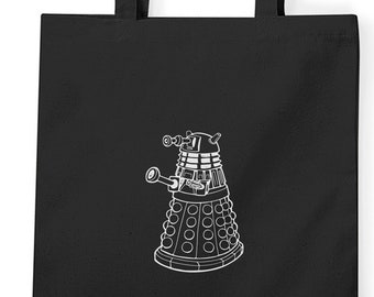 Dalek 100% Organic Cotton or Canvas Totes and Gymsacs in Black or Natural